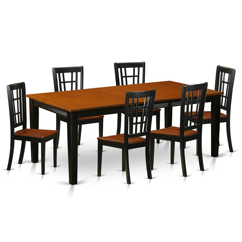 7 Pc Dining Set-Dining Table With 6 Wooden Dining Chairs By East West Furniture - Quni7-Bch-W | Dining Sets | Modishstore - 2