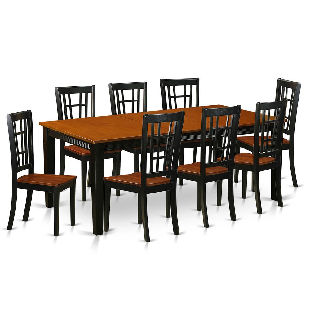 9 Pc Dining Room Set-Dining Table With 8 Wooden Dining Chairs By East West Furniture - Quni9-Bch-W | Dining Sets | Modishstore - 2