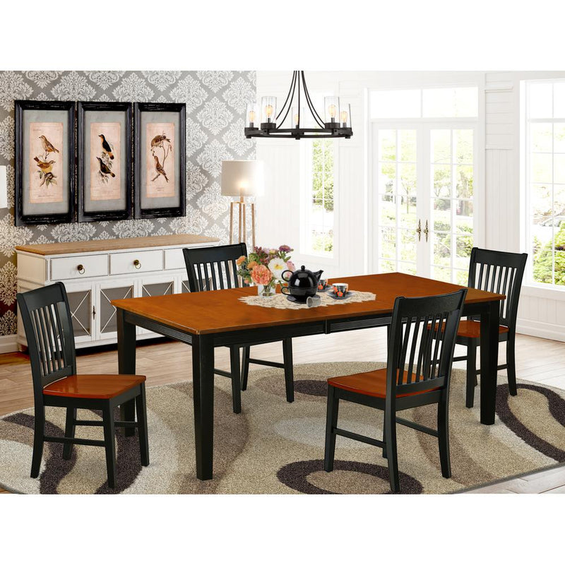 Dining Room Set Black & Cherry QUNO5-BCH-W By East West Furniture | Dining Sets | Modishstore