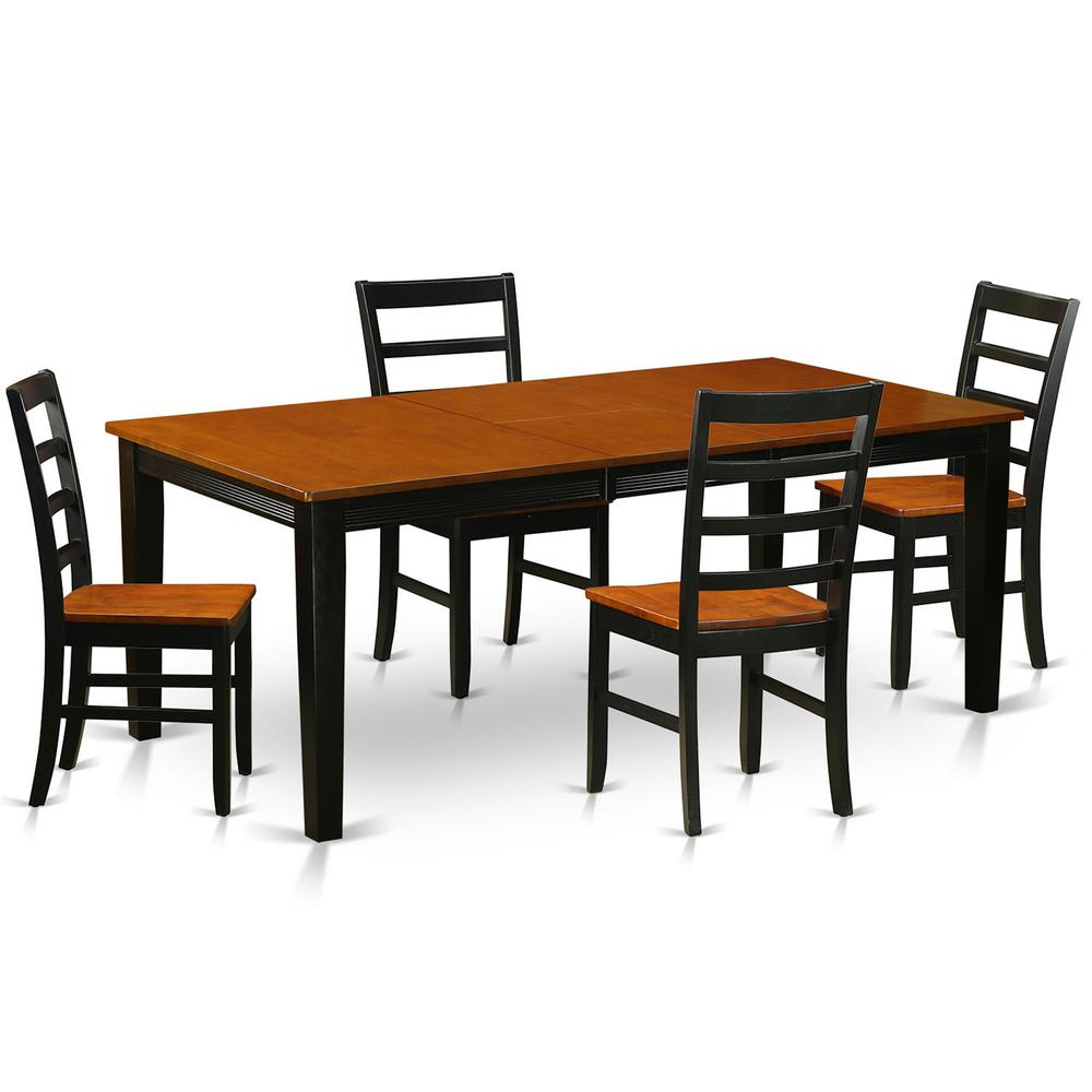 5 Pc Dining Room Set-Dining Table With 4 Wooden Dining Chairs By East West Furniture - Qupf5-Bch-W | Dining Sets | Modishstore - 2