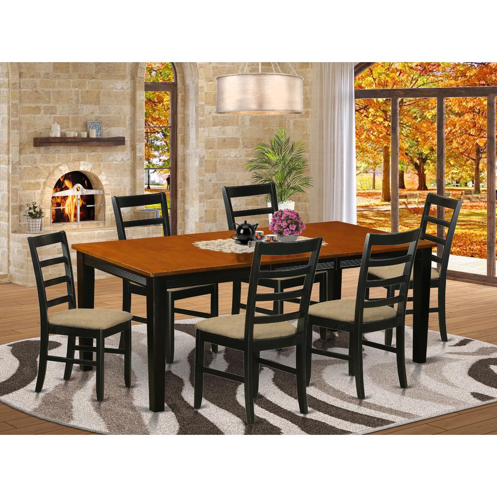 7 Pc Dining Set-Dining Table With 6 Wood Dining Chairs By East West Furniture - Qupf7-Bch-C | Dining Sets | Modishstore - 2