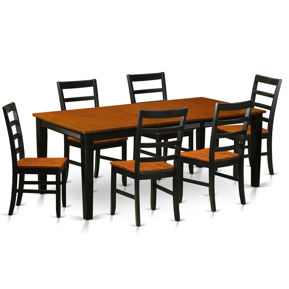 7 Pc Dining Room Set-Dining Table With 6 Wooden Dining Chairs By East West Furniture - Qupf7-Bch-W | Dining Sets | Modishstore - 2