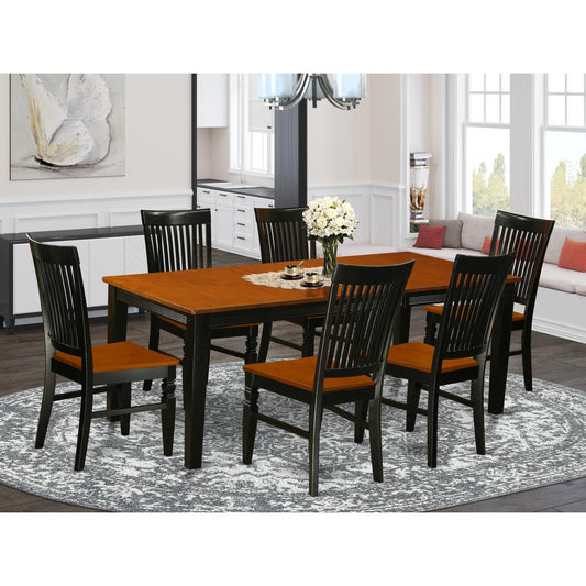 Dining Room Set Black & Cherry QUWE7-BCH-W By East West Furniture | Dining Sets | Modishstore