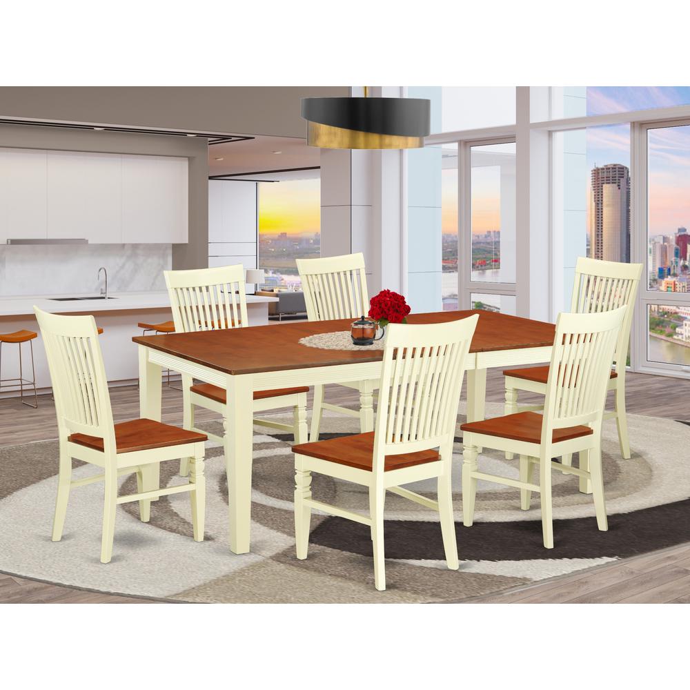 Dining Room Set Buttermilk & Cherry QUWE7-BMK-W By East West Furniture | Dining Sets | Modishstore