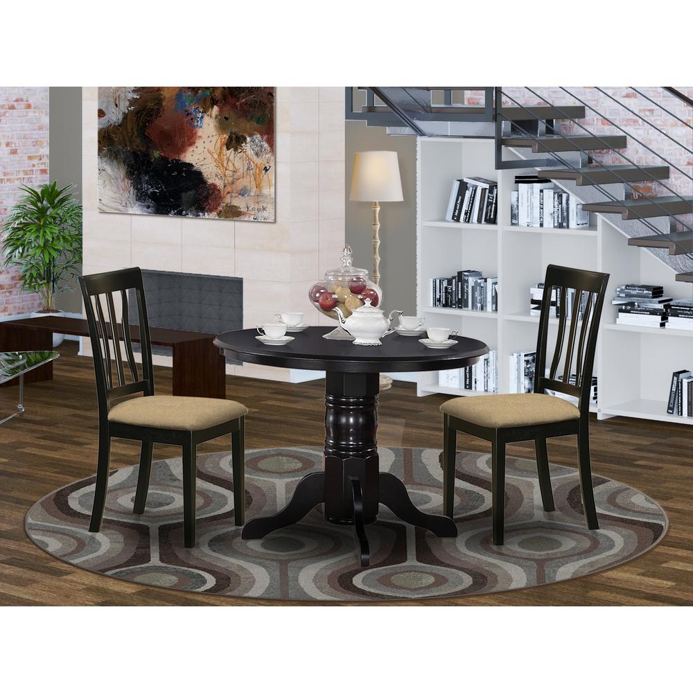 3 Pc Dinette Table Set-Small Kitchen Table And 2 Dining Chairs By East West Furniture | Dining Sets | Modishstore - 2