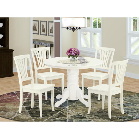 Dining Room Set Linen White SHAV5-LWH-W By East West Furniture | Dining Sets | Modishstore