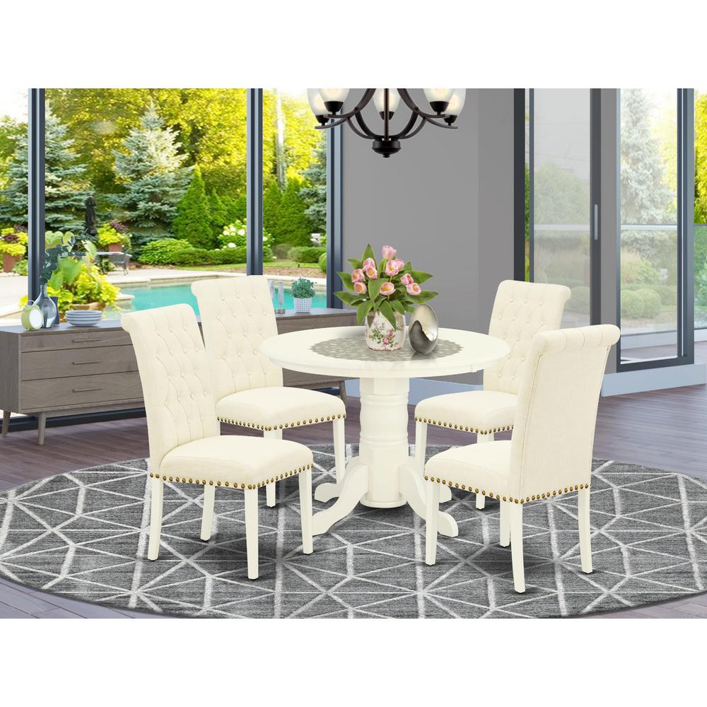 Dining Room Set Linen White SHBR5-WHI-02 By East West Furniture | Dining Sets | Modishstore