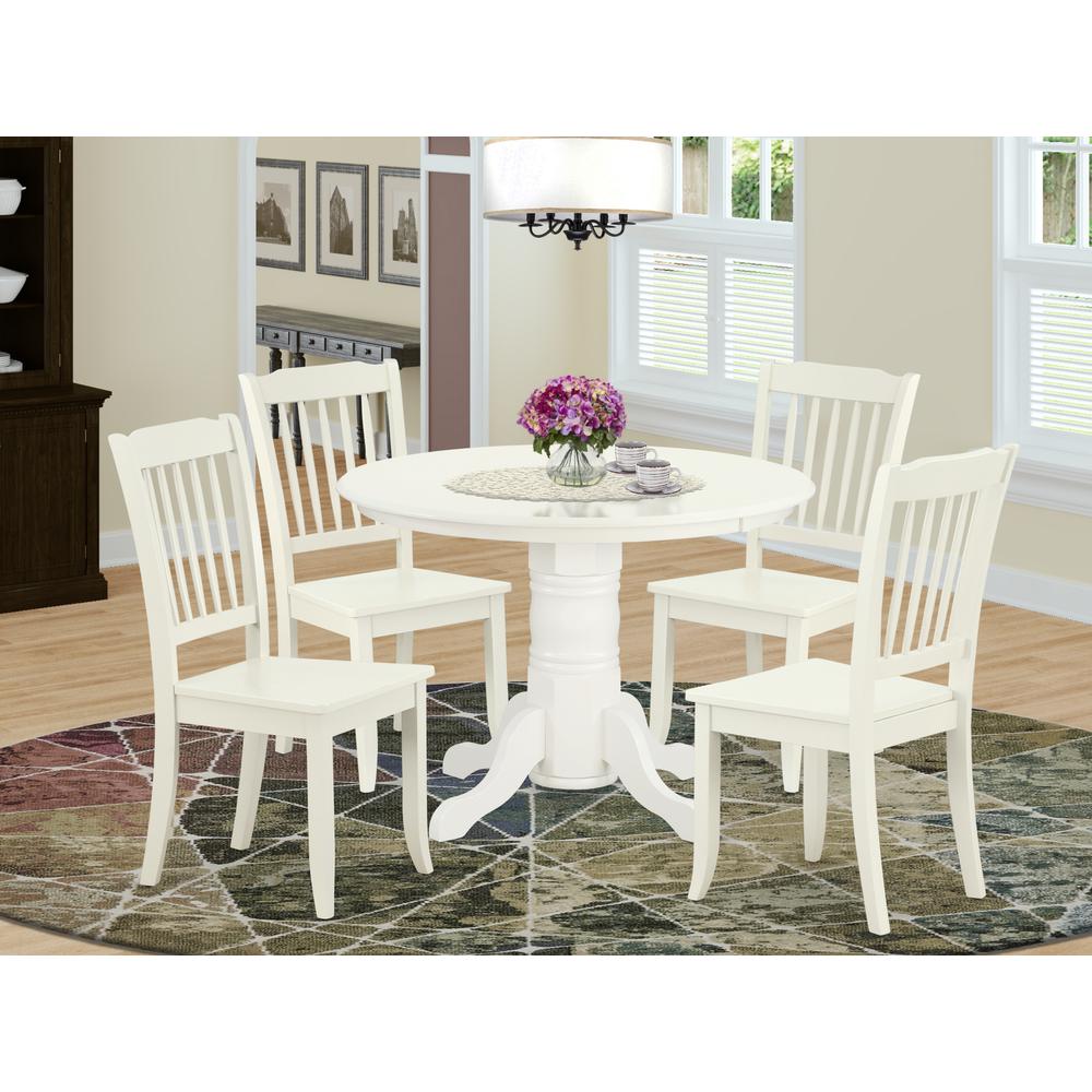 Dining Room Set Linen White SHDA5-LWH-W By East West Furniture | Dining Sets | Modishstore