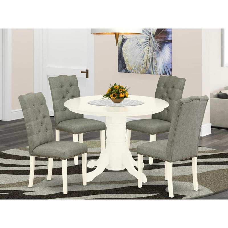 Dining Room Set Linen White SHEL5-WHI-07 By East West Furniture | Dining Sets | Modishstore