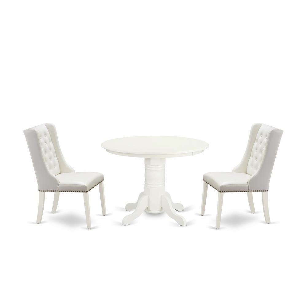 3-Pc Dinette Room Set Includes 1 Pedestal Dining Table And 2 Cream  Dining Chairs By East West Furniture | Dining Sets | Modishstore - 4