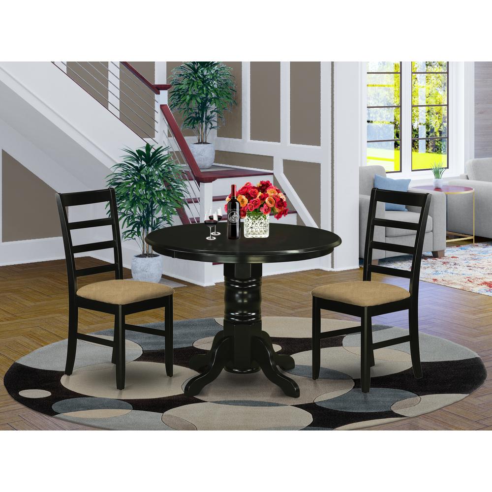 3 Pctable Set For 2-Dining Table And 2 Dinette Chairs By East West Furniture - Shpf3-Blk-C | Dining Sets | Modishstore - 2