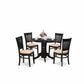 5-Pc Kitchen Dining Set- 4 Modern Dining Room Chair And Round Kitchen Table - Linen Fabric Seat And Slatted Chair Back - Black Finish And Dining Tables By East West Furniture | Dining Sets | Modishstore
