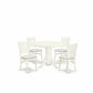 5-Piece Dining Room Table Set- 4 Dining Room Chairs And Modern Dining Room Table - Linen Fabric Seat And Slatted Chair Back - Linen White Finish And Dining Tables By East West Furniture | Dining Sets | Modishstore
