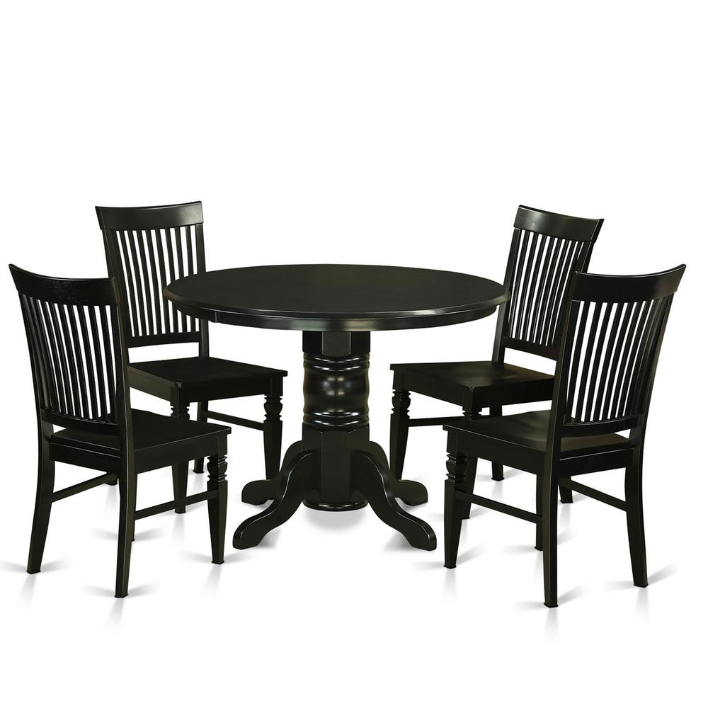 5 Pc Small Kitchen Table Set - Kitchen Table And 4 Dinette Chairs By East West Furniture - Shwe5-Blk-W | Dining Sets | Modishstore - 2