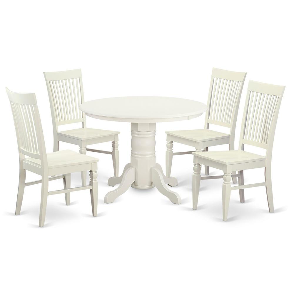 5 Pc Table Set For 4-Dinette Table And 4 Dining Chairs By East West Furniture - Shwe5-Whi-W | Dining Sets | Modishstore - 2