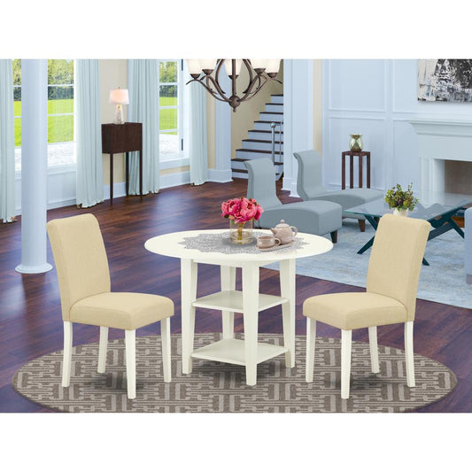 Dining Room Set Linen White SUAB3-LWH-02 By East West Furniture | Dining Sets | Modishstore
