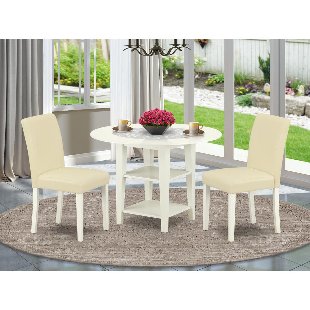 Dining Room Set Linen White SUAB3-LWH-64 By East West Furniture | Dining Sets | Modishstore