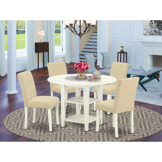 Dining Room Set Linen White SUAB5 - LWH - 02 By East West Furniture | Dining Sets | Modishstore