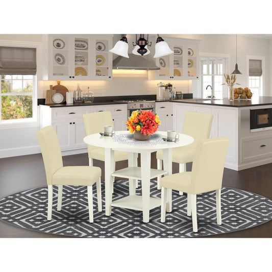 Dining Room Set Linen White SUAB5 - LWH - 64 By East West Furniture | Dining Sets | Modishstore