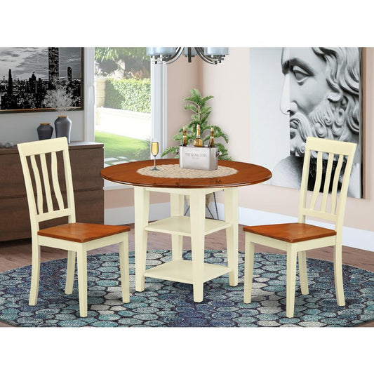Dining Room Set Buttermilk & Cherry SUAN3-BMK-W By East West Furniture | Dining Sets | Modishstore