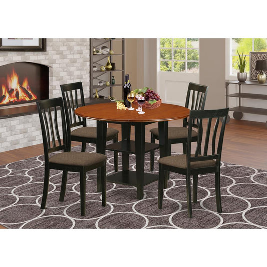 Dining Room Set Black & Cherry SUAN5-BCH-C By East West Furniture | Dining Sets | Modishstore
