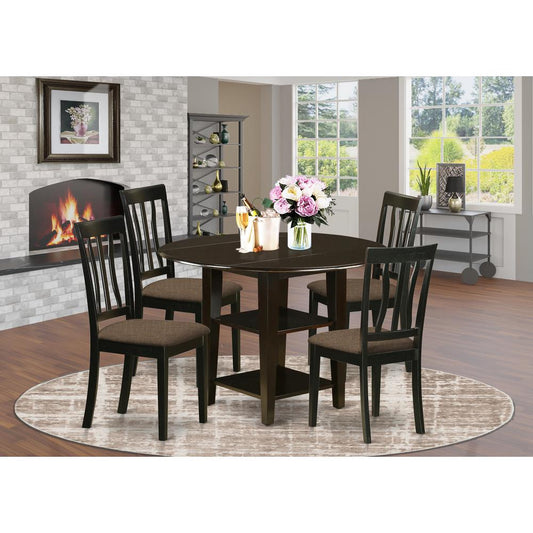 Dining Room Set Cappuccino SUAN5-CAP-C By East West Furniture | Dining Sets | Modishstore