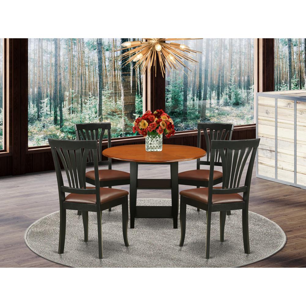 Dining Room Set Black & Cherry SUAV5-BCH-LC By East West Furniture | Dining Sets | Modishstore