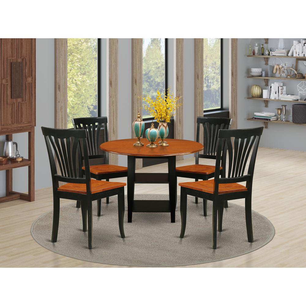 Dining Room Set Black & Cherry SUAV5-BCH-W By East West Furniture | Dining Sets | Modishstore