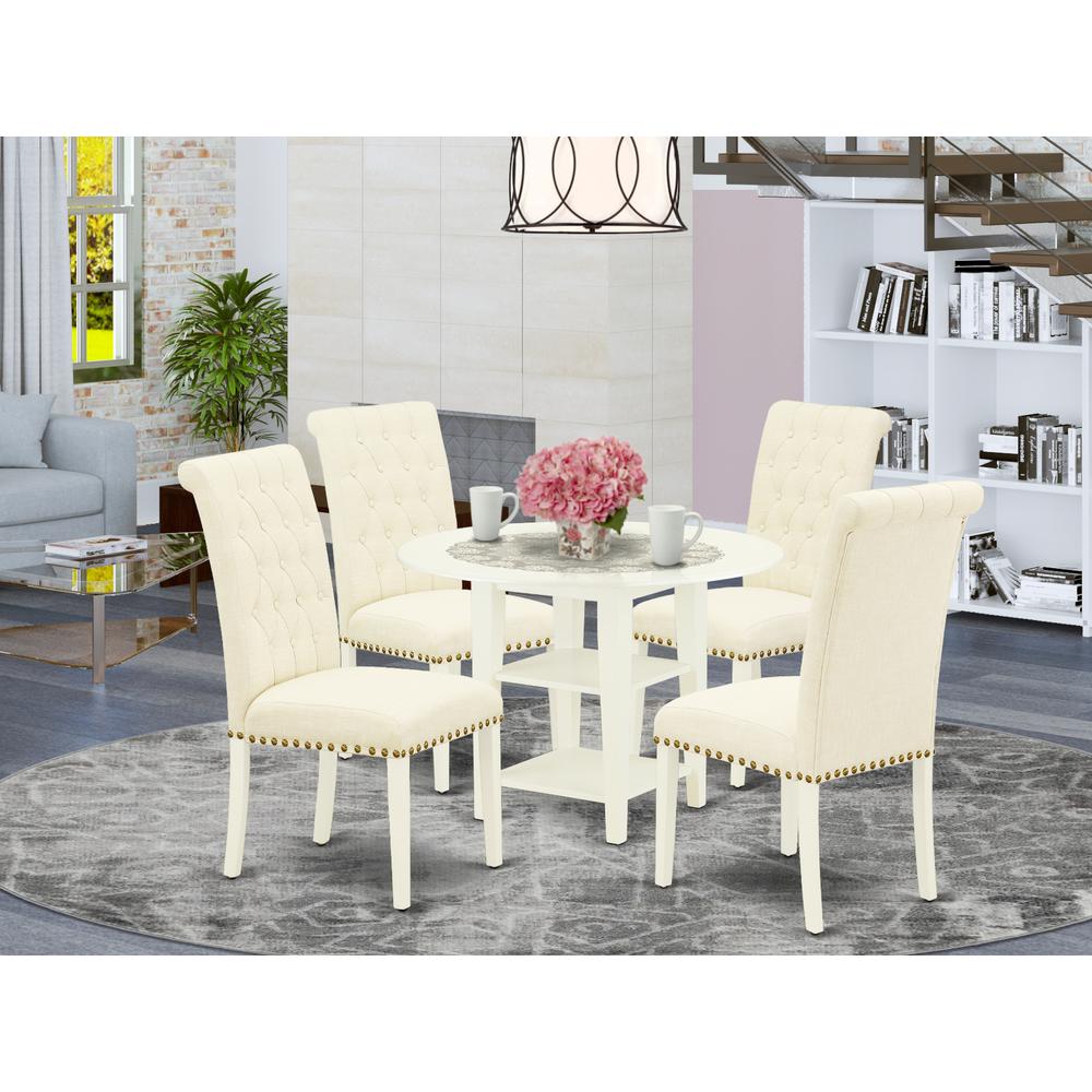 Dining Room Set Linen White SUBR5-LWH-02 By East West Furniture | Dining Sets | Modishstore