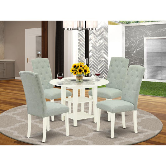 Dining Room Set Linen White SUCE5-LWH-15 By East West Furniture | Dining Sets | Modishstore