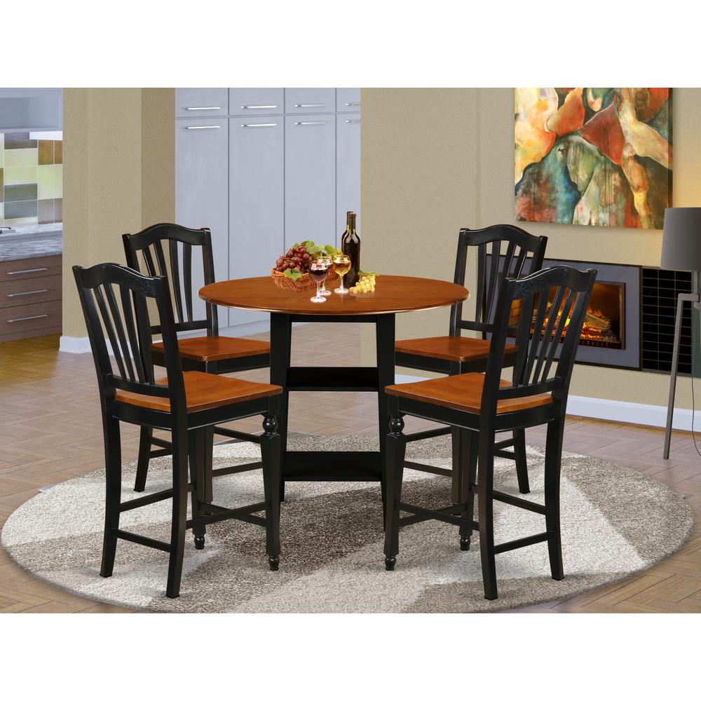 Dining Room Set Black & Cherry SUCH5H-BCH-W By East West Furniture | Dining Sets | Modishstore