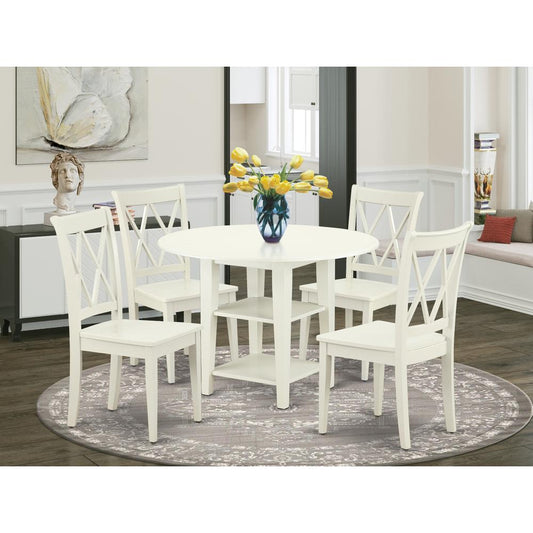 Dining Room Set Linen White SUCL5-LWH-W By East West Furniture | Dining Sets | Modishstore