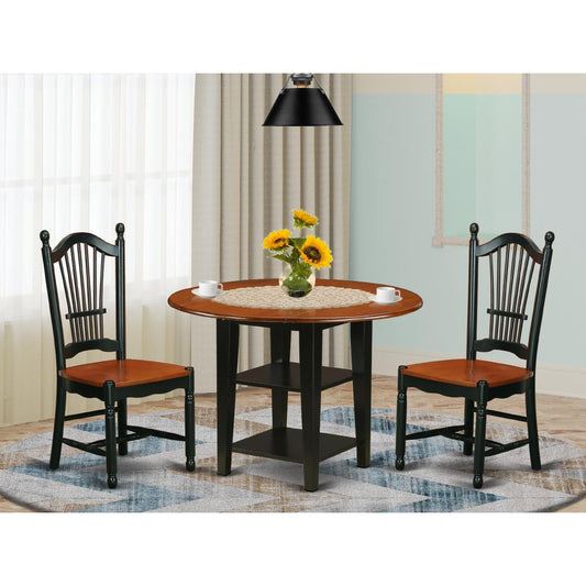Dining Room Set Black & Cherry SUDO3-BCH-W By East West Furniture | Dining Sets | Modishstore