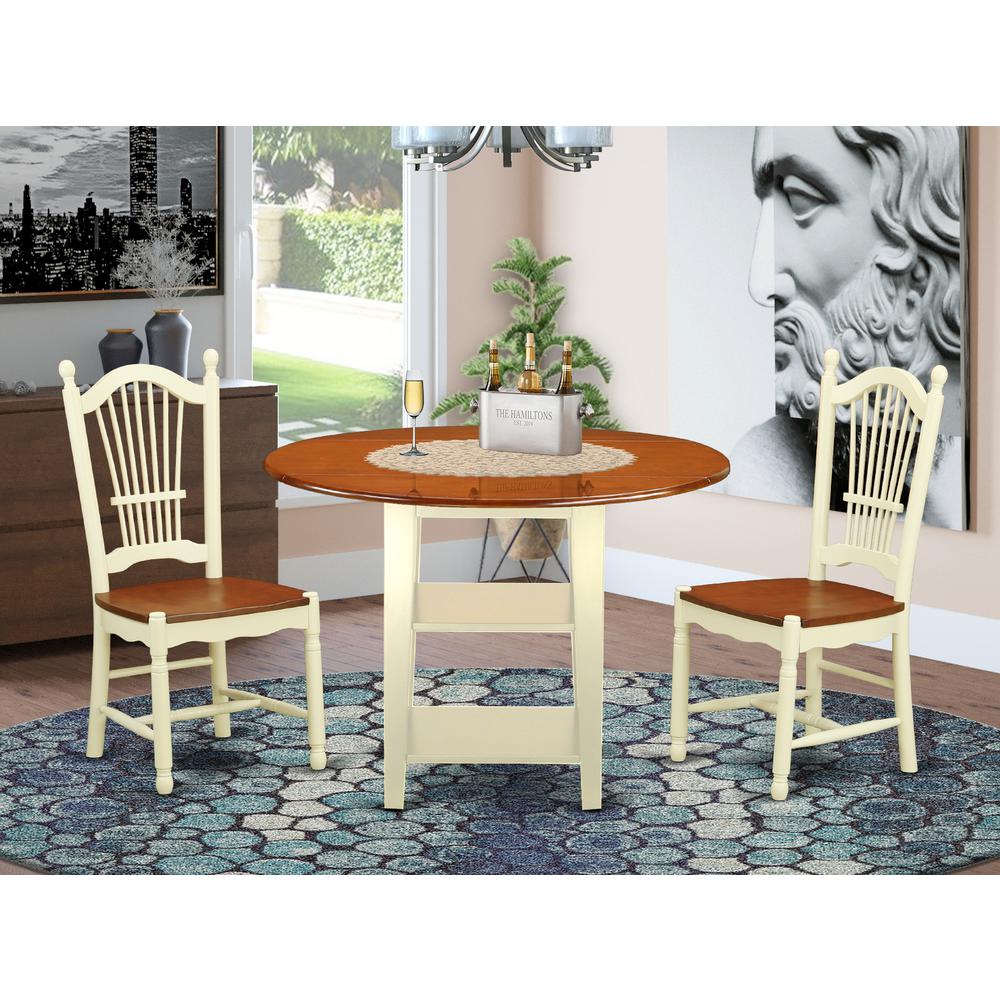 Dining Room Set Buttermilk & Cherry SUDO3-BMK-W By East West Furniture | Dining Sets | Modishstore