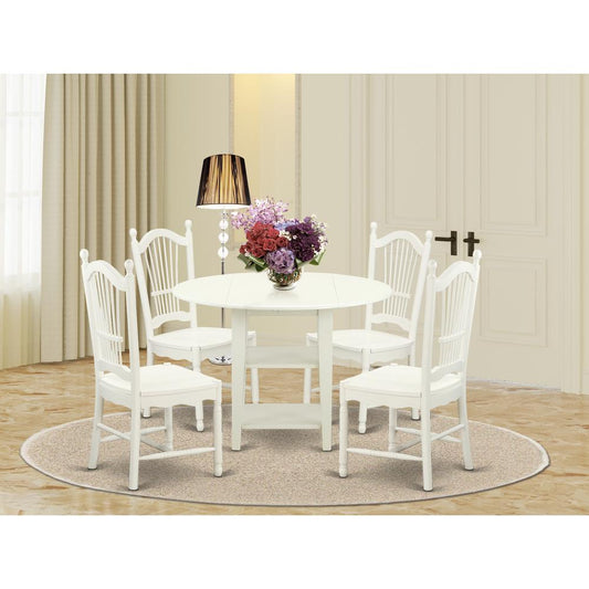Dining Room Set Linen White SUDO5-LWH-W By East West Furniture | Dining Sets | Modishstore