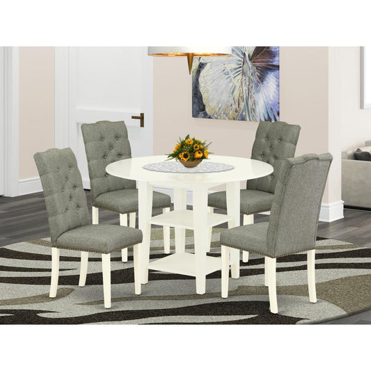 Dining Room Set Linen White SUEL5 - LWH - 07 By East West Furniture | Dining Sets | Modishstore
