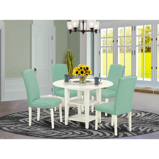 Dining Room Set Linen White SUEN5 - LWH - 57 By East West Furniture | Dining Sets | Modishstore