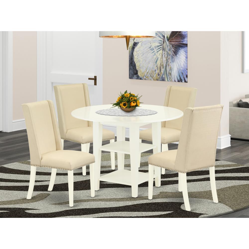 Dining Room Set Linen White SUFL5 - LWH - 01 By East West Furniture | Dining Sets | Modishstore