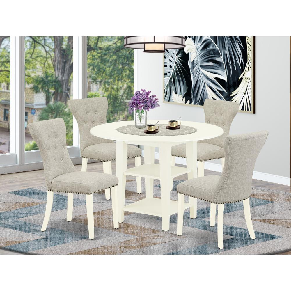 Dining Room Set Linen White SUGA5 - LWH - 35 By East West Furniture | Dining Sets | Modishstore
