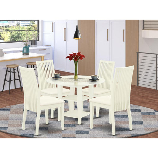 Dining Room Set Linen White SUIP5-LWH-C By East West Furniture | Dining Sets | Modishstore