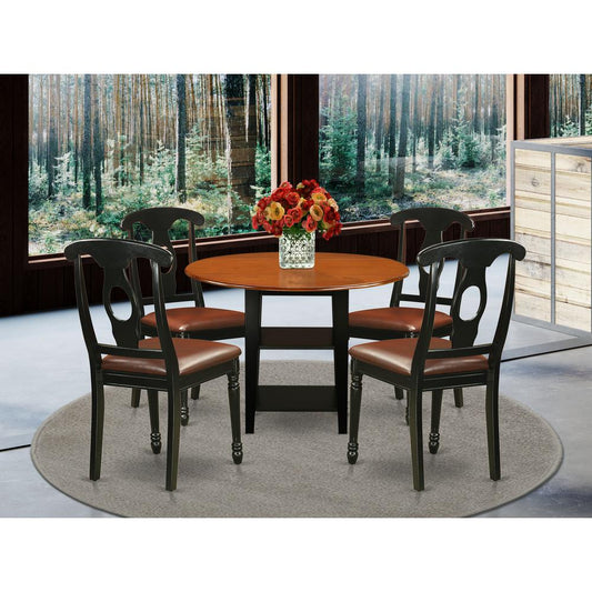 Dining Room Set Black & Cherry SUKE5-BCH-LC By East West Furniture | Dining Sets | Modishstore
