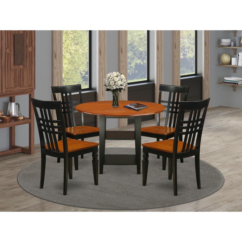 Dining Room Set Black & Cherry SULG5-BCH-W By East West Furniture | Dining Sets | Modishstore
