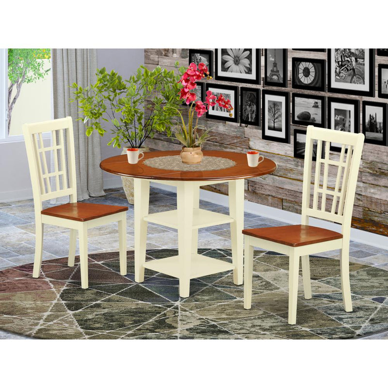 Dining Room Set Buttermilk & Cherry SUNI3-BMK-W By East West Furniture | Dining Sets | Modishstore