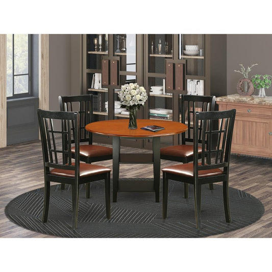Dining Room Set Black & Cherry SUNI5-BCH-LC By East West Furniture | Dining Sets | Modishstore