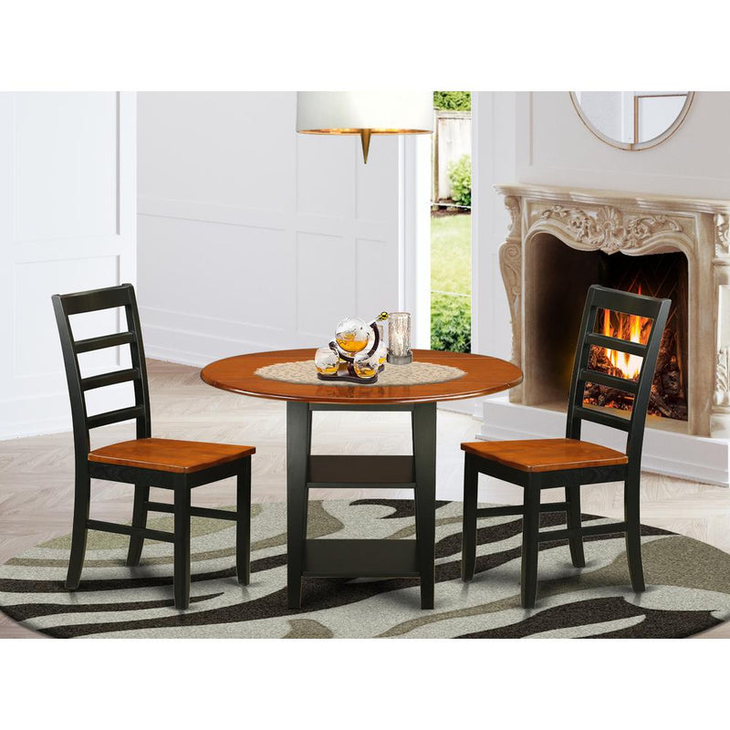 Dining Room Set Black & Cherry SUPF3-BCH-W By East West Furniture | Dining Sets | Modishstore