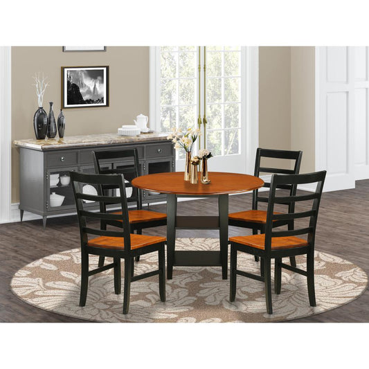 Dining Room Set Black & Cherry SUPF5-BCH-W By East West Furniture | Dining Sets | Modishstore