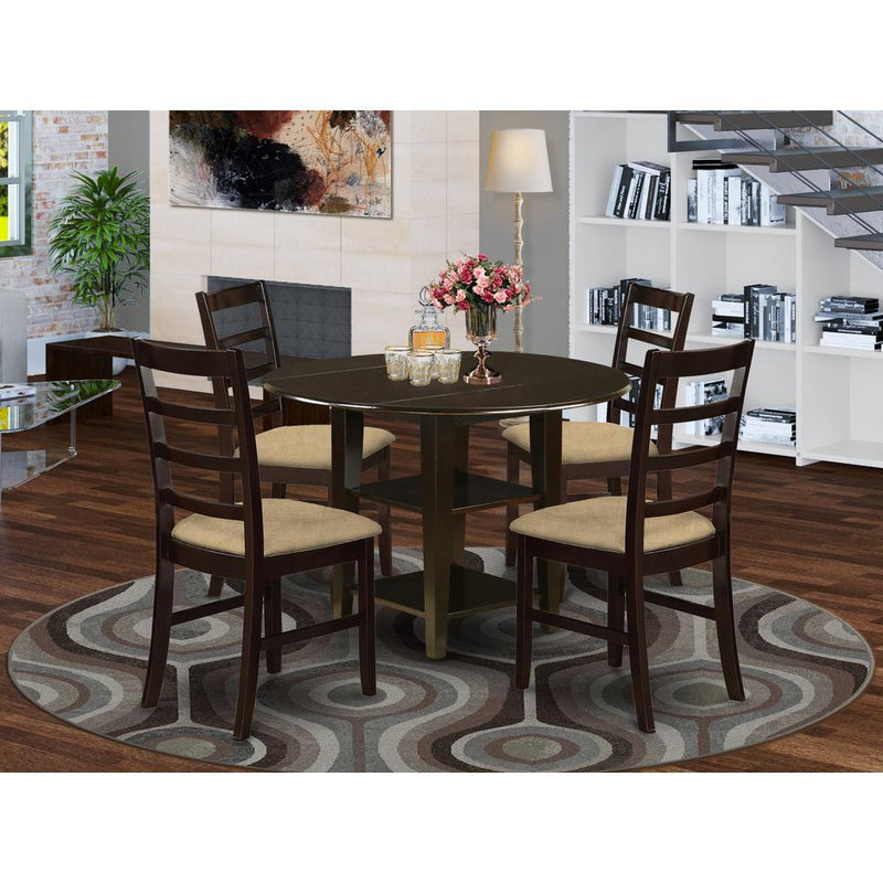 Dining Room Set Cappuccino SUPF5-CAP-C By East West Furniture | Dining Sets | Modishstore