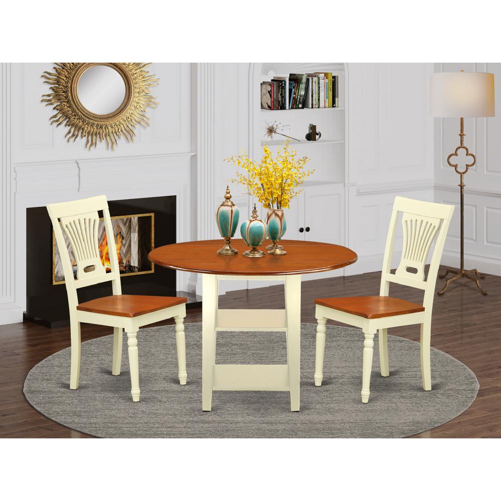 Dining Room Set Buttermilk & Cherry SUPL3-BMK-W By East West Furniture | Dining Sets | Modishstore