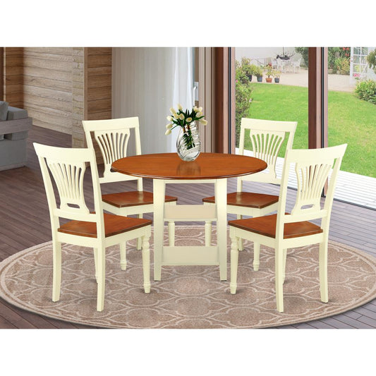 Dining Room Set Buttermilk & Cherry SUPL5-BMK-W By East West Furniture | Dining Sets | Modishstore