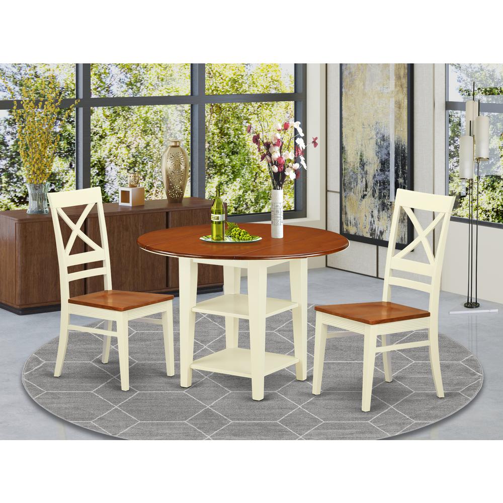 Dining Room Set Buttermilk & Cherry SUQU3-BMK-W By East West Furniture | Dining Sets | Modishstore
